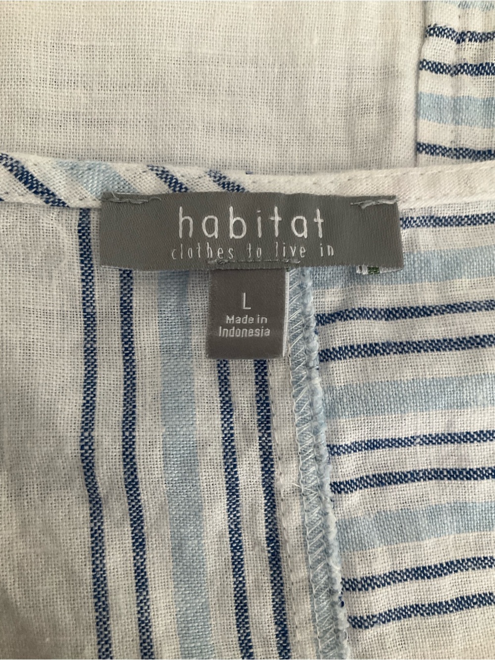 Habitat Striped Tunic Top White Blue Lagenlook Large - Picture 10 of 14